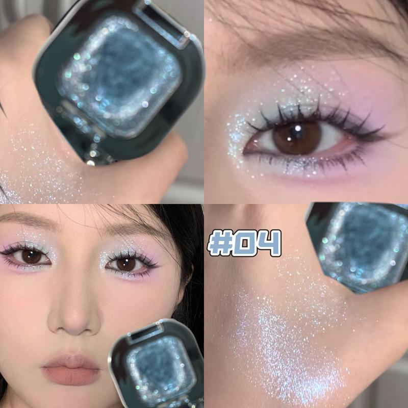 1PC Square Broken Diamond Single Makeup High-gloss Powder Pearlescent Flash Eyeshadow Polarized Light Brightening Makeup