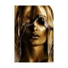 Goldene Make-up Frauen Leinwand Gemälde Poster und Druck nordischen Stil Wand Kunst Bilder skandinavische Cuadros für Wohnzimmer Dekor
