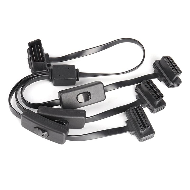 OBD2 Splitter Verlängerung 1 auf 3 mit Schalter Y-Kabel Stecker Zweiports auf Buchse GPS Auto Diagnoseanschluss