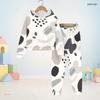 Boys Girls Abstract Printed Hooded Long Sleeve Sweatshirt And Cuffed Pants Two Piece Set