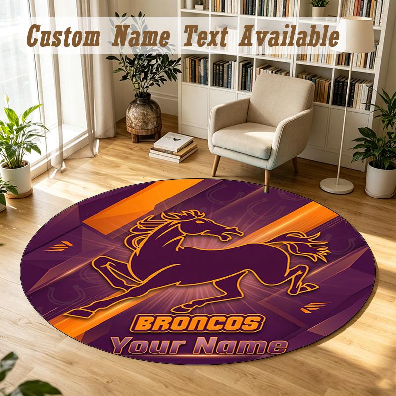 Round Rug Custom NameBrisbane Broncos Pattern Non Slip Carpet Home Floor Decor