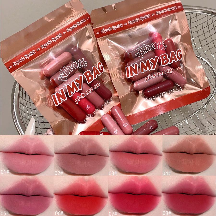 8-Color Magic Lipstick Set Mini Matte Long-Lasting Non-Stick Cup Capsule Lipstick