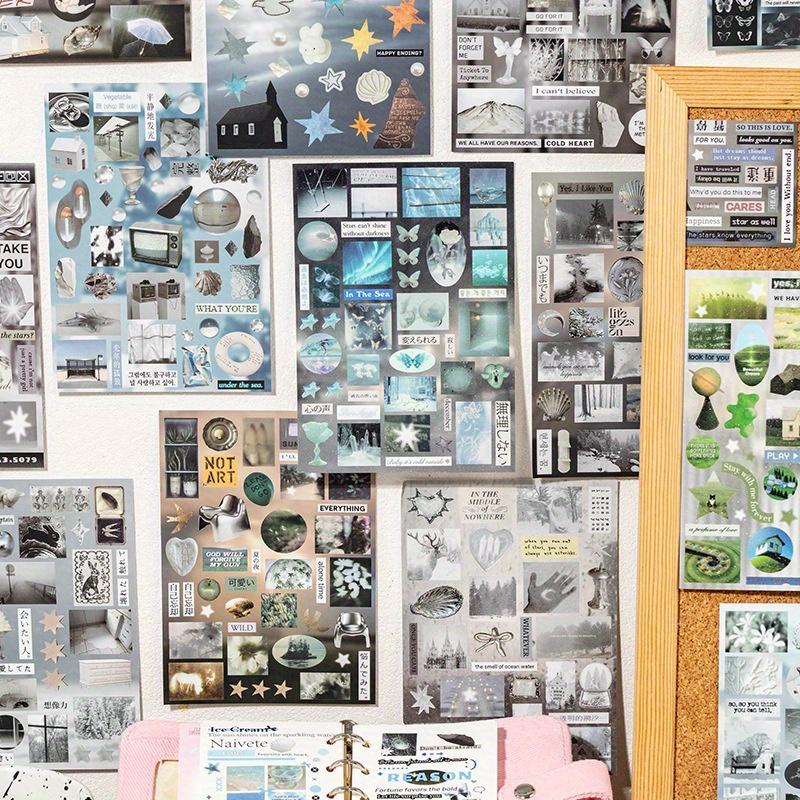 1PC Cut Film Sticker Book Mirror Tide Series Ancient Dream Nuclear Wind Element Handbook Millet Card Decoration Sticker