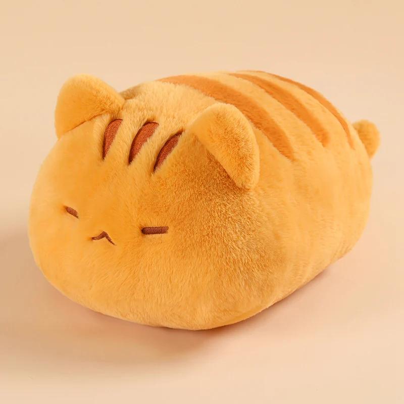 Soft Fluffy Gray Black Sleeping Cat Plush Toy Throw Pillow Chubby Fat Cat Stuffed Animal Plushie Cushion Sofa Bed Home Decor 45cm