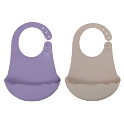 Daily Like Bonbon Silicone Bib 2-piece Set, Violet, Cocoa, 1 Set