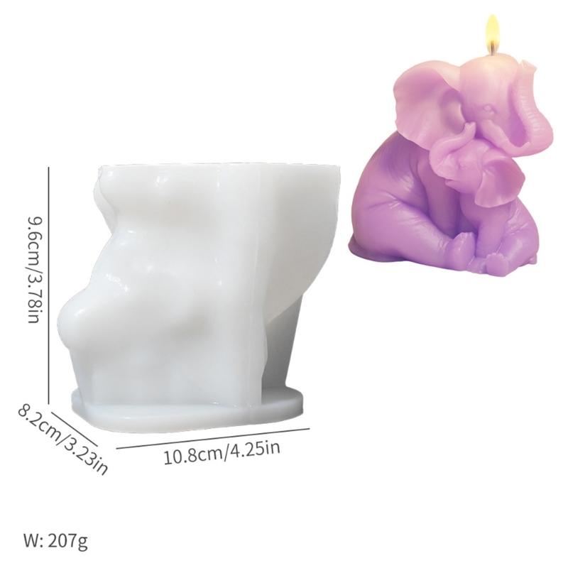 Elephant Mother and Baby Statue Silicone Candle Molds for Handmade Candle Soap Making Molds Epoxy Resin Silicone Molds