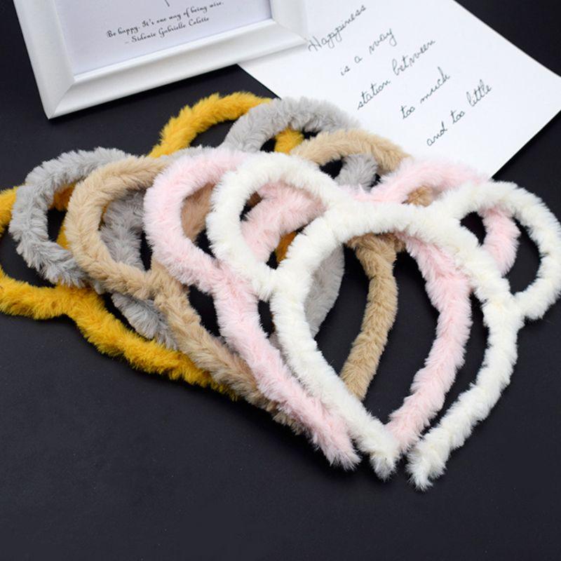 Soft Bear Ears Headbands Plush Mouse Hair Hoop for Washing Face Cartoon Animal Hairbands Halloween Costume Cosplay Headpiece