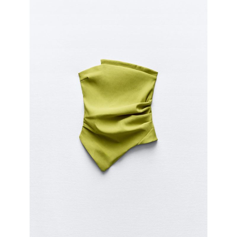 Za2024 Summer New Product Women's Clothes Waist-Tight Slim Looking Asymmetric Fold Decoration Tube Top Tops 0085800 250