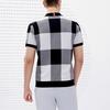 FILA Plaid Short Sleeve Golf Knit Polo Shirt Men tops Deep-Black A11M245408F-BK