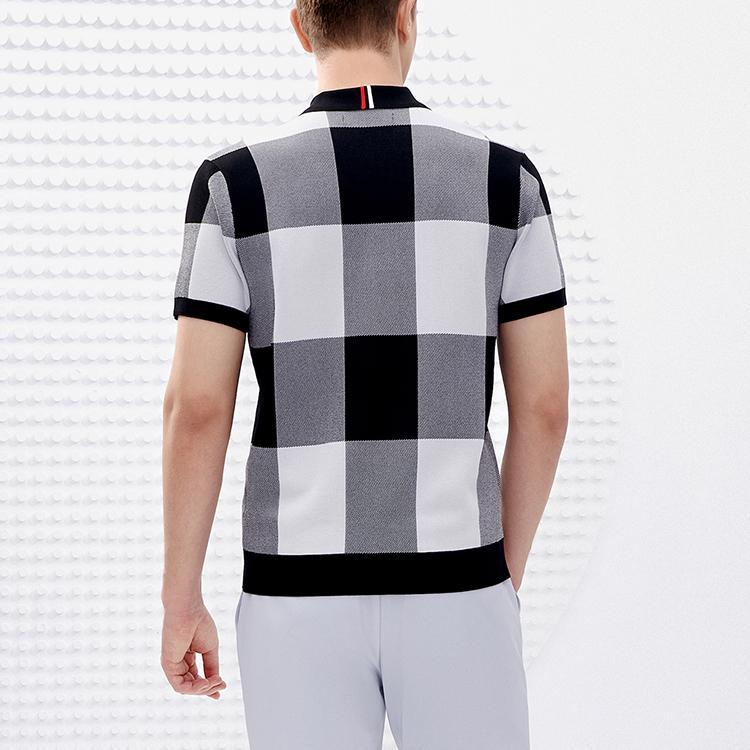 FILA Plaid Short Sleeve Golf Knit Polo Shirt Men tops Deep-Black A11M245408F-BK