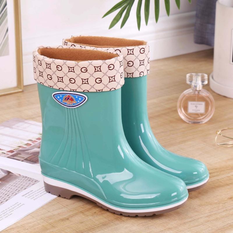 Short Women's Rain Shoes Water Shoes Women's Rain Boots Fashion Waterproof Shoes Kitchen Non-slip Rubber Shoes Work Overshoes Summer