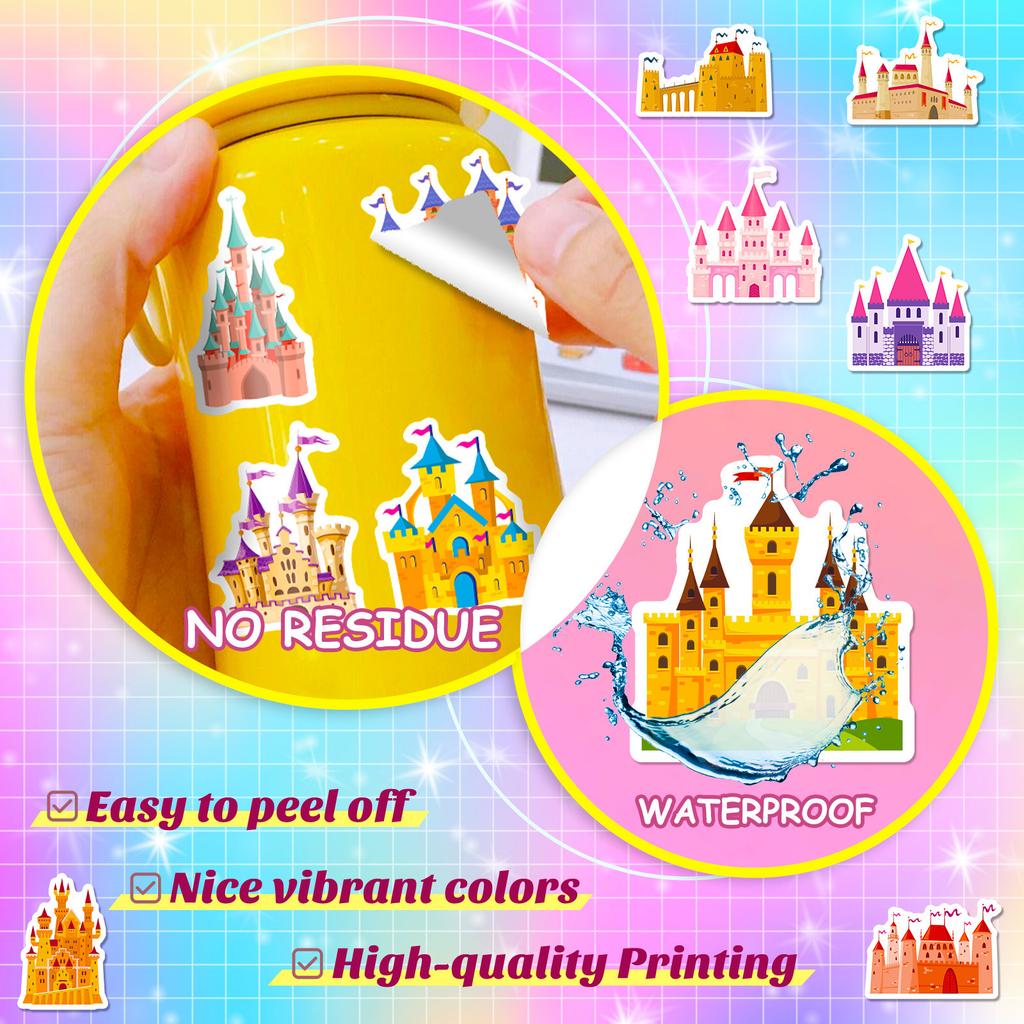 50 Pink Castle Stickers Children Girl Princess Magic Dream Castle Cartoon Children Creative Graffiti