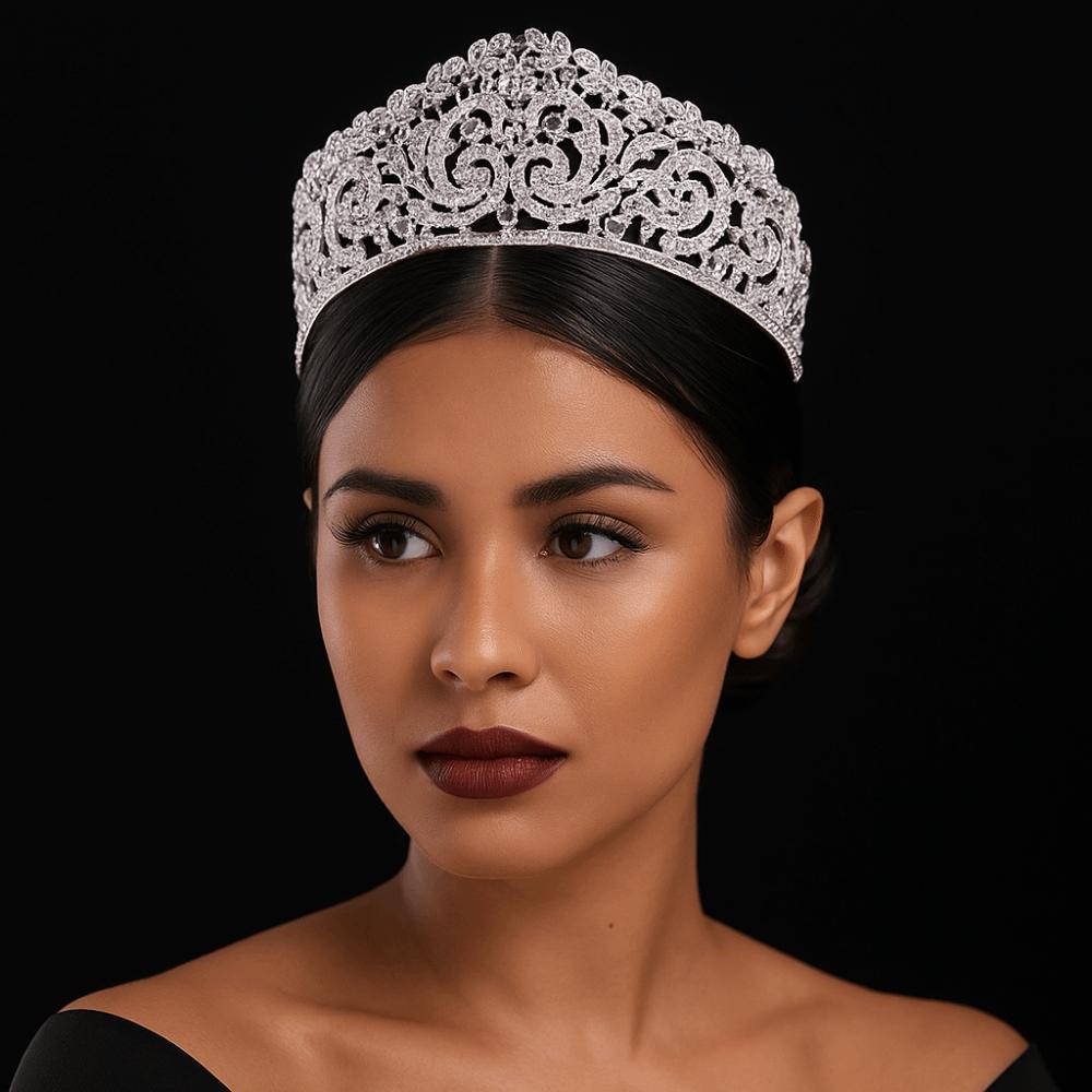 Baroque Rhinestone Tiara Zinc Zinc Alloy Crown Hair Accessory Temperament Princess Crown  Women