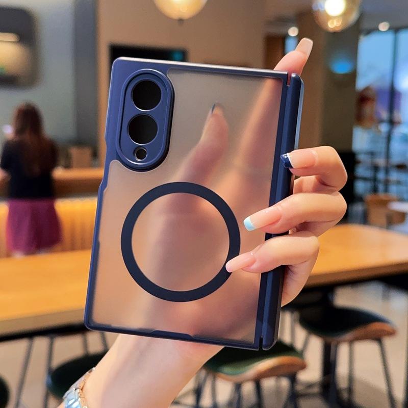Applicable To Samsung Zfold1 Wide Folding Magnetic Mobile Phone Case FOLD1 Double Central Axis W11 Skin Matte Pc  Case