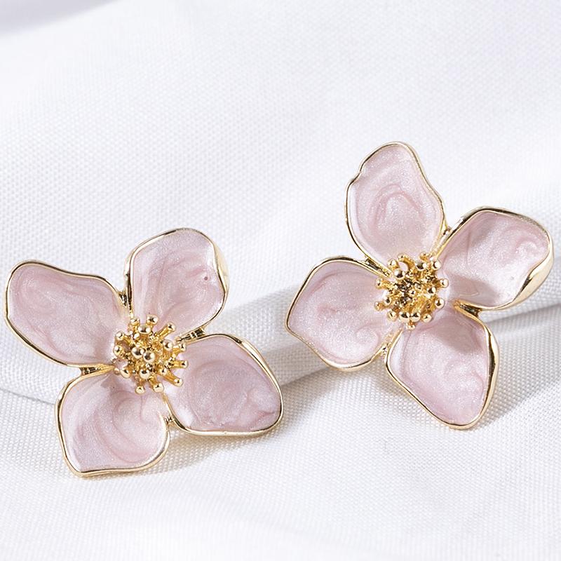 Obega Flower Earrings Stud Pink White Flowers Women Earring Post Spring Summer New Trendy Girls Cute Jewelrys