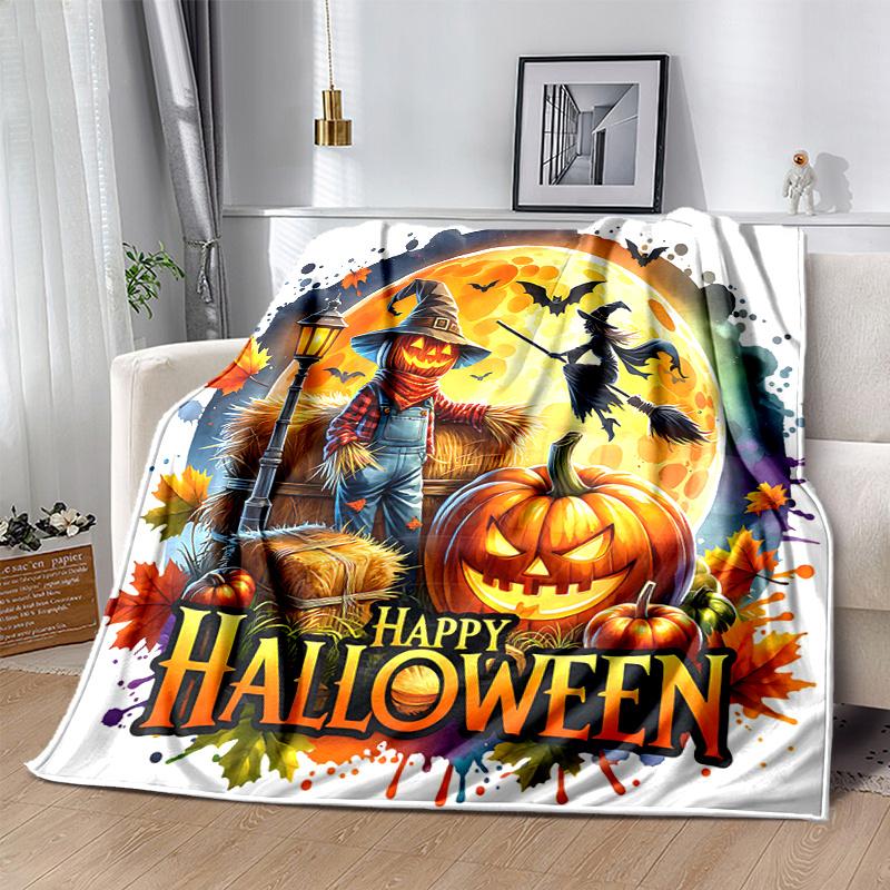 1 Stück Vogelscheuche Halloween Design Decke, Cartoon Heimdeko Geschenk, Wohnzimmer, Reise, Camping, Auto Decken