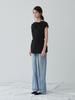 Reply Back Button Cowl Blouse Top_Black
