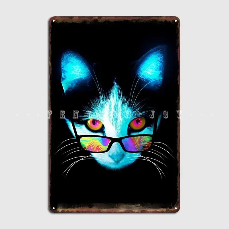 Neon Cat Poster Metal Plaque Club Party Party Decoration Wall Decor Tin Sign Posters