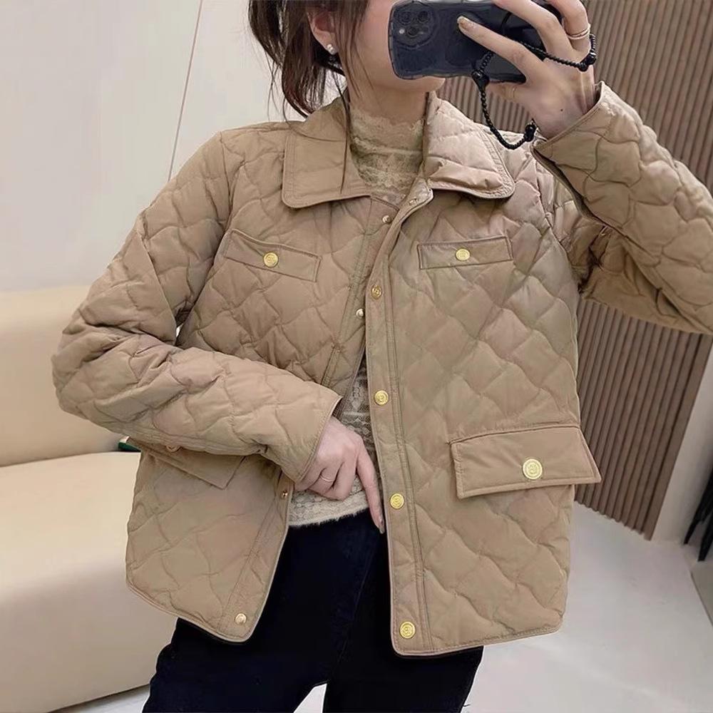 Xiaoxiangfeng Light Down Cotton-padded Clothes Women's Short 2024 New Small Cotton-padded Clothes Rhombus Cotton-padded Jacket Winter Coat