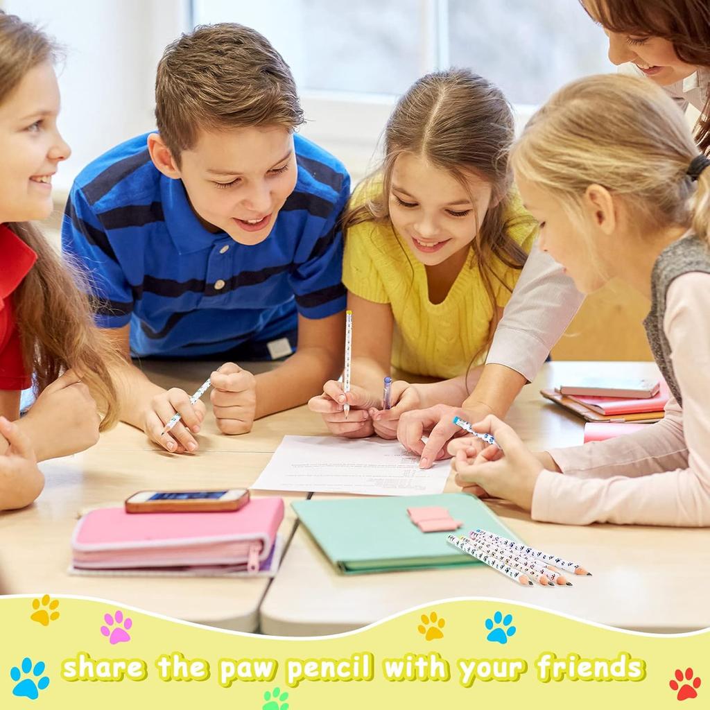 Chinco 100 Pcs Paw Print Pencils Dog Paw Pencils Wooden Writing Novelty Pencils with Erasers for Kids Doggy Party Favors Welcome Back to School Party