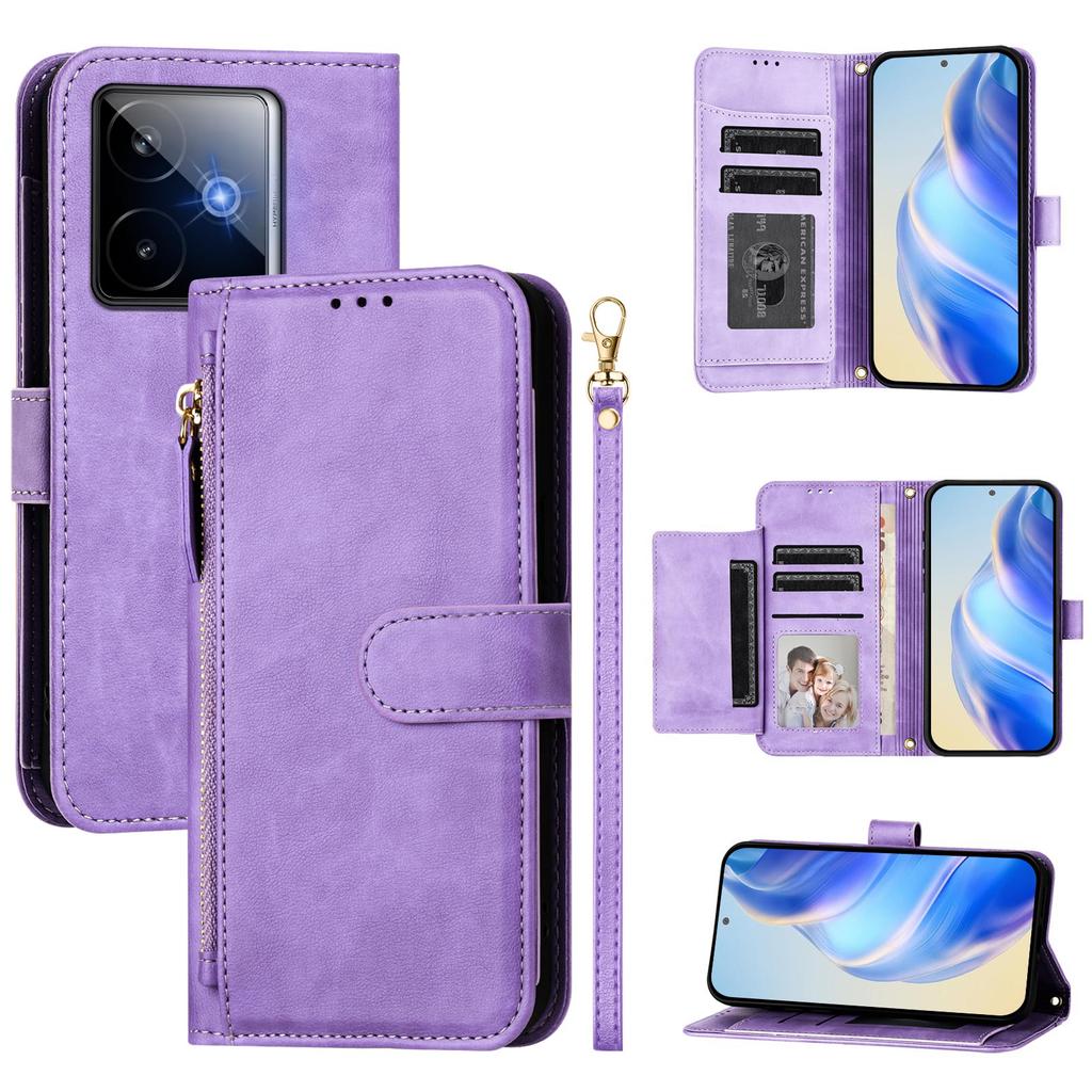For Realme GT7 Pro Racing 5G Case Zipper Pocket Multiple Card Slots Leather Phone Cover