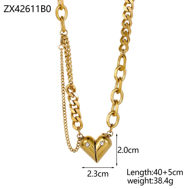 CARLIDANA Irregular Texture Heart Love Zircon Pendants for Stainless Steel Gold Plated Fashion Jewelry Necklace for Women