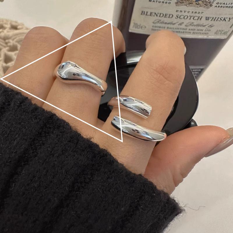 PANJBJ 925 Sterling Silver Line Rings Punk Vintage Charm Double Layer Geometric Nail Design New Party Accessories Gift Dropship