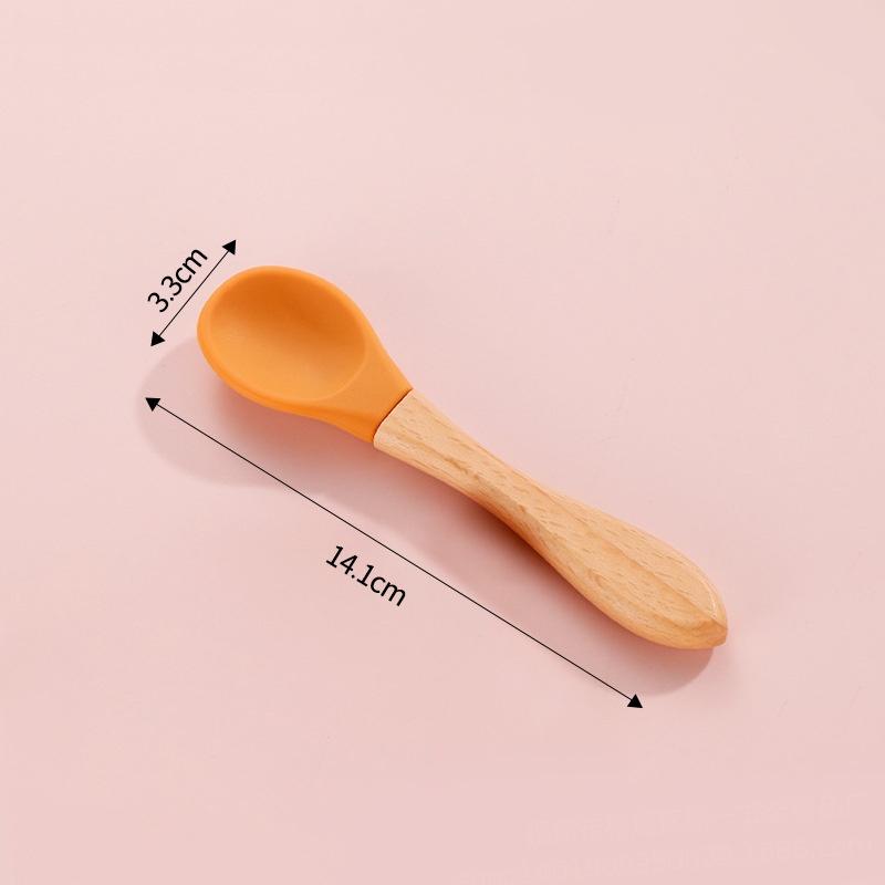 Food Grade Silicone Pet Spoon with Anti-Slip Wooden Handle for Cat Canned/Wet Food Feeder Easy To Clean Safe for Kittens Small P