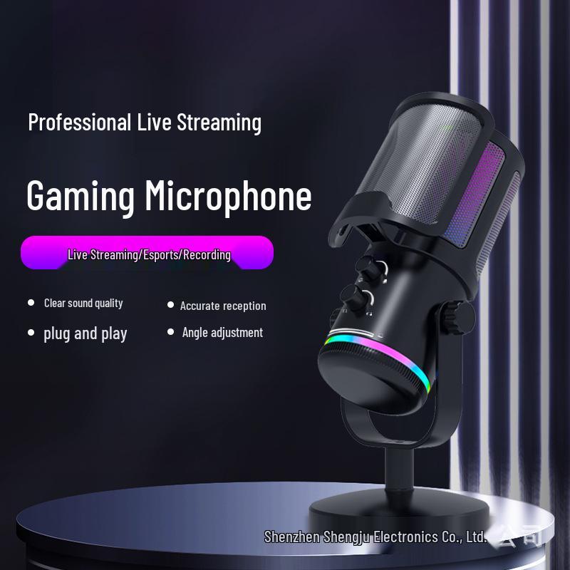 מיקרופון קונדנסר USB RGB לסטרימינג, גיימינג והקלטה