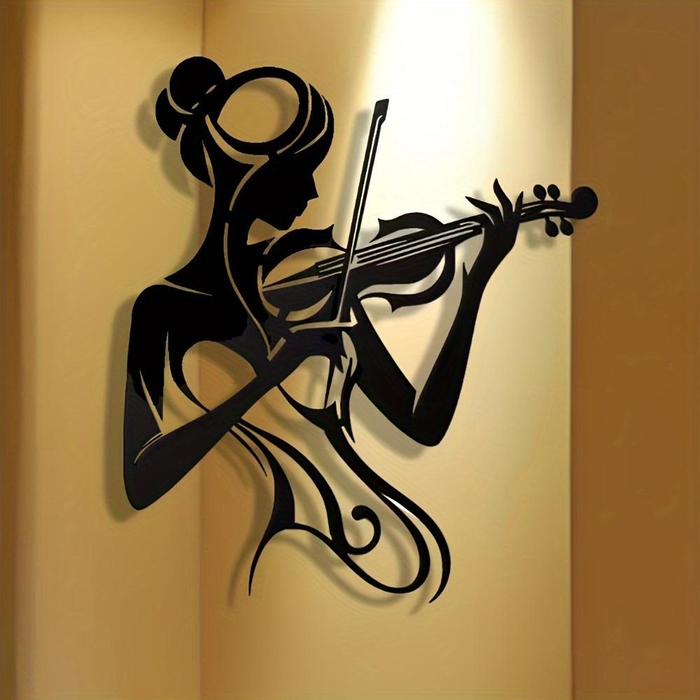 Elegant Violinist Metal Wall Art, Modern Craft Home Decor, Removable for Living Room Office Patio Cafe, Gift