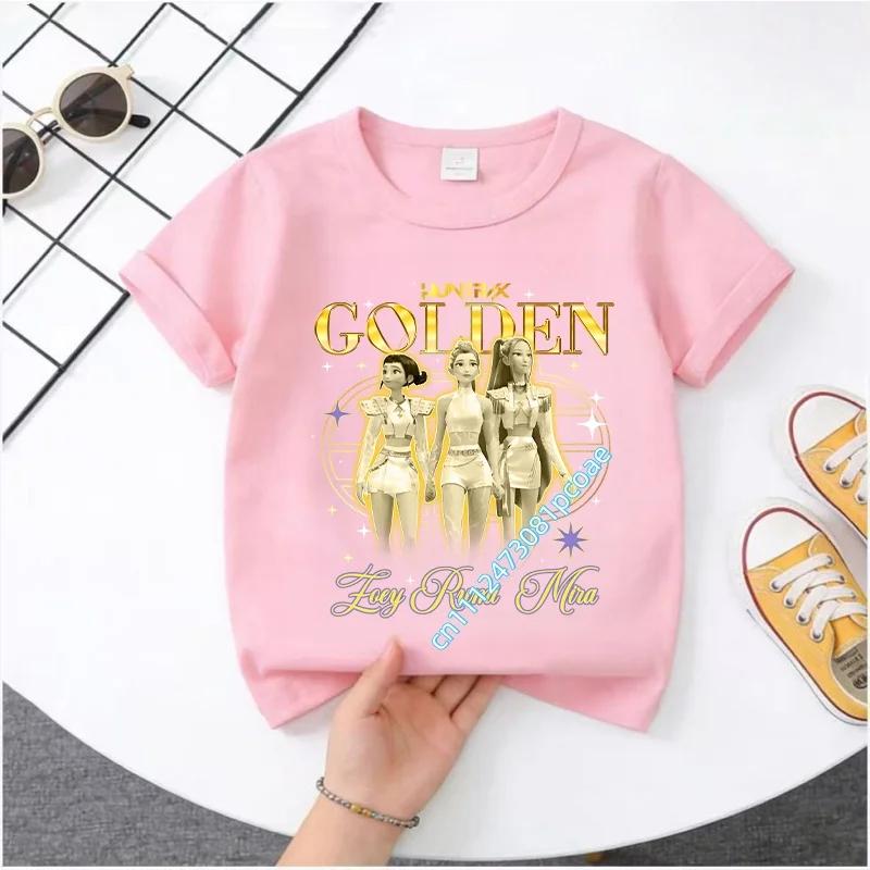 Kpop Demon Hunters Children's T Shirt Short Sleeve Saja Boys Kdis T-shirt Cute Kpop Demon Hunters Harajuku Tshirt for Boys Girls