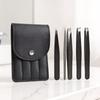 {MAX-66} 4 Pcs Colorful Stainless Steel Tweezer Set For Women And Men's Eyebrows & Eyelashes Comes With Storage Bag