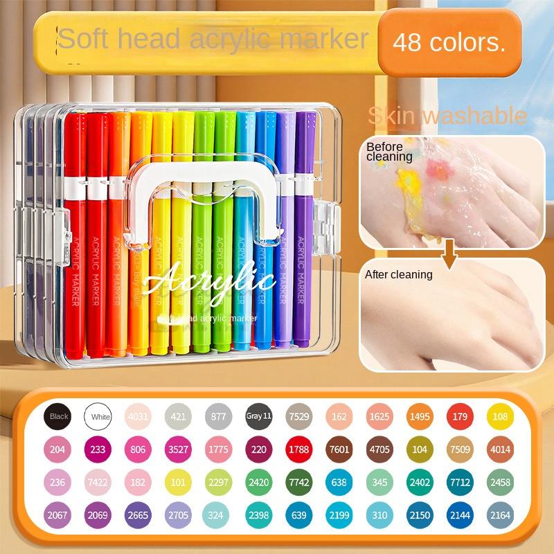 12/24/48/60/84Color Acrylic Brush Markers Set, Liquid Ink Art Acrylic Paint Markers Set for Art and DIY Craft No Box