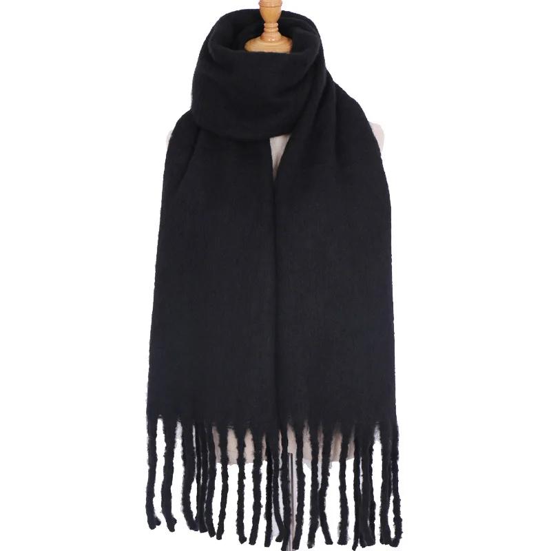 Solid Color Scarf For Women Super Thick Warm In Winter Big Shawl Plush White Snow Scarf  Design Unisex Foulard