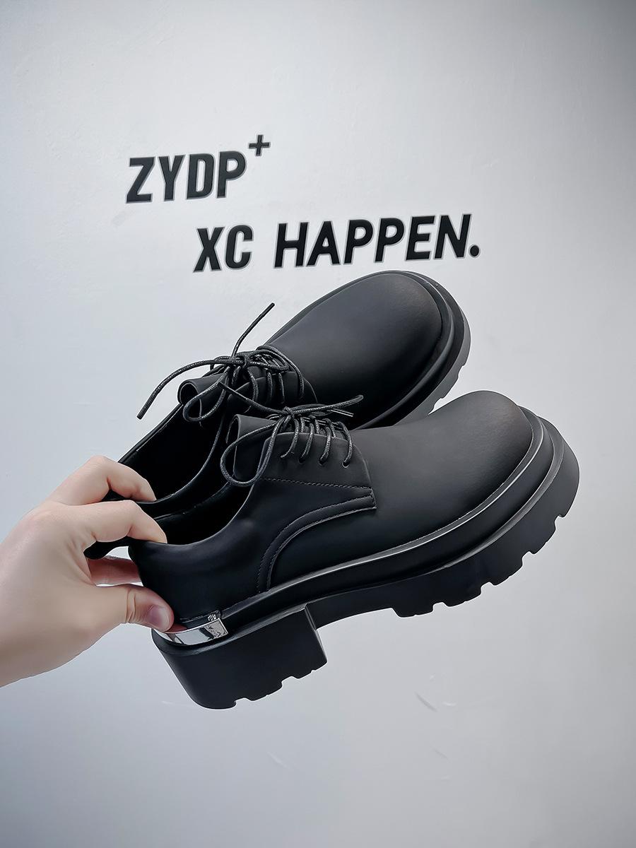 

2024 обувь мужская новая популярная повседневная обувь весна и осень черные туфли Martin универсальные туфли Дерби на толстой подошве 60708-A 38 чёрный