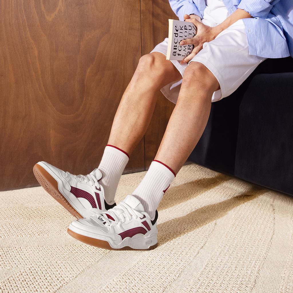 New LiNing Moon White 2.0 Anti Slip And Wear Resistant Breathable Low Top Skateboard Shoes Men's White Red AGCU275-2
