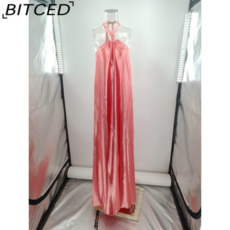 BITCED Summer Sexy Elegance Women's Satin Strapless Ball Gown Party Travel Dress