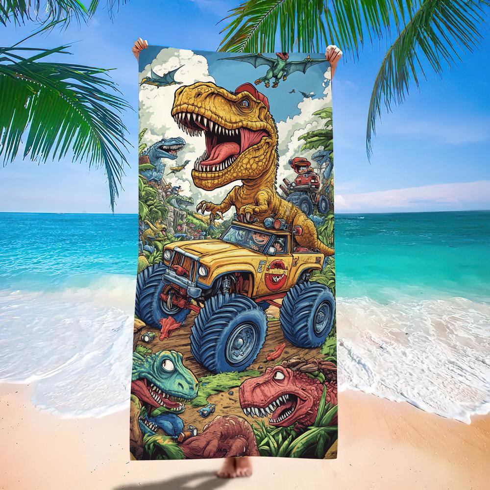 Asciugamano da Spiaggia Cartone Animato Piccolo Dinosauro Europeo e Americano Fabbrica di Stampa Digitale Asciugamano da Bagno Stampa Giocattoli Microfibra Bambini