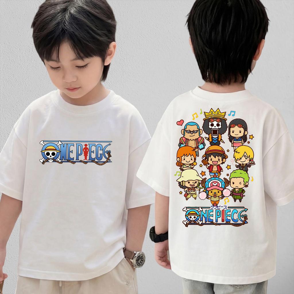 Anime One Piece Cosplay TShirt Cotton Short Sleeve Tops Casual Loose Retro TShirt Men Women Kids Family Matching Outfits