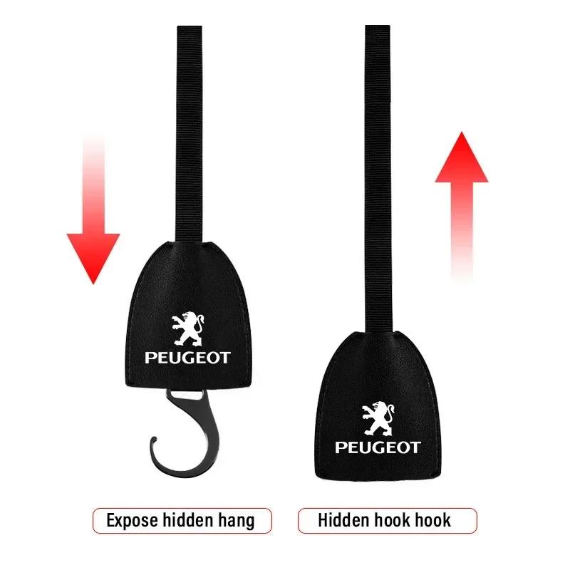 Kožené Háčky na Zadní Sedadlo Auta Přenosný Stojan na Zavěšení Tašek Pro Peugeot 206 307 308 3008 207 208 407 508 2008 107 106 205 Příslušenství