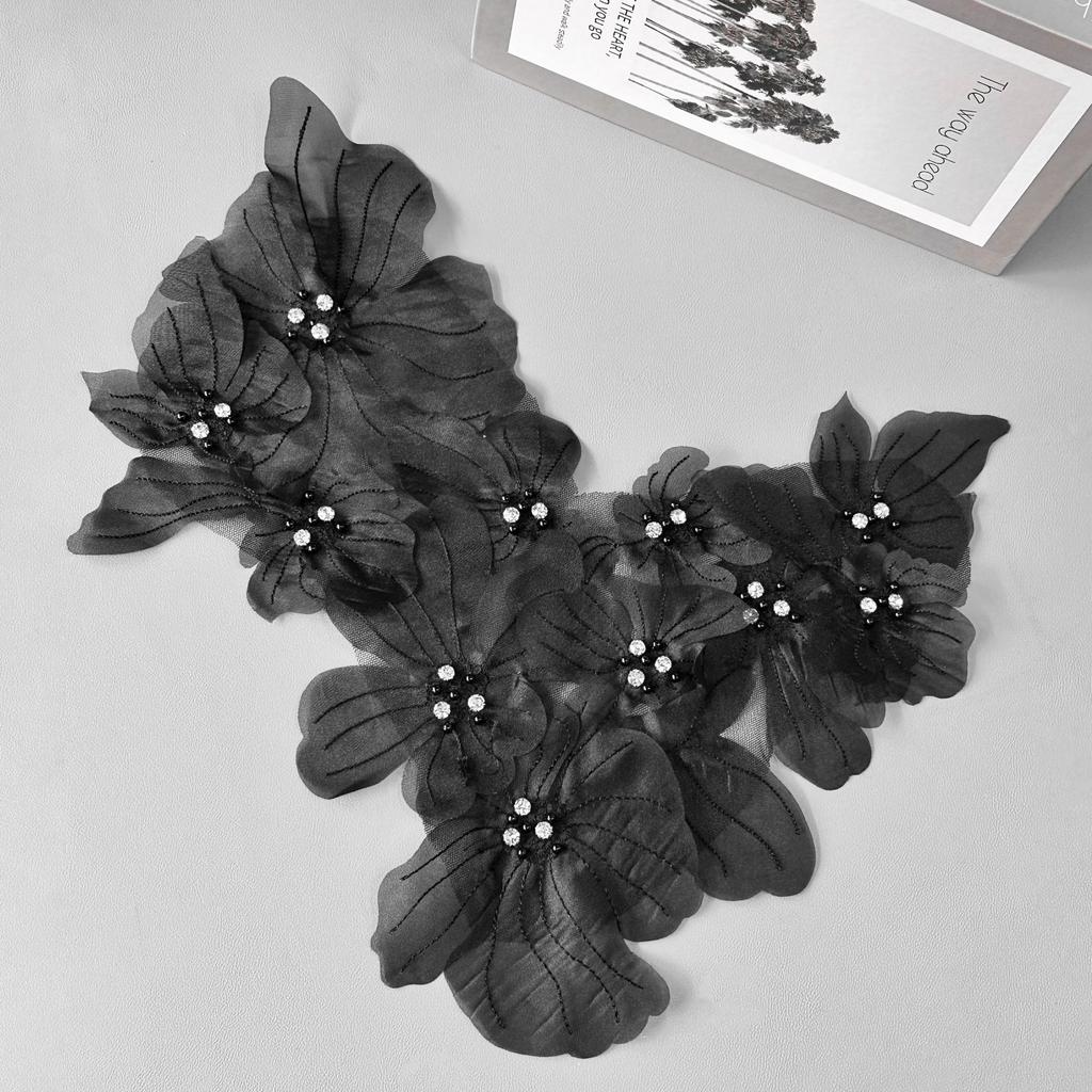 Handmade Embroidery Bead Sticker Decorative Flower Piece Front Piece Collar Flower One-Piece Skirt Dress Headgear Diy Clothing Cloth Sticker