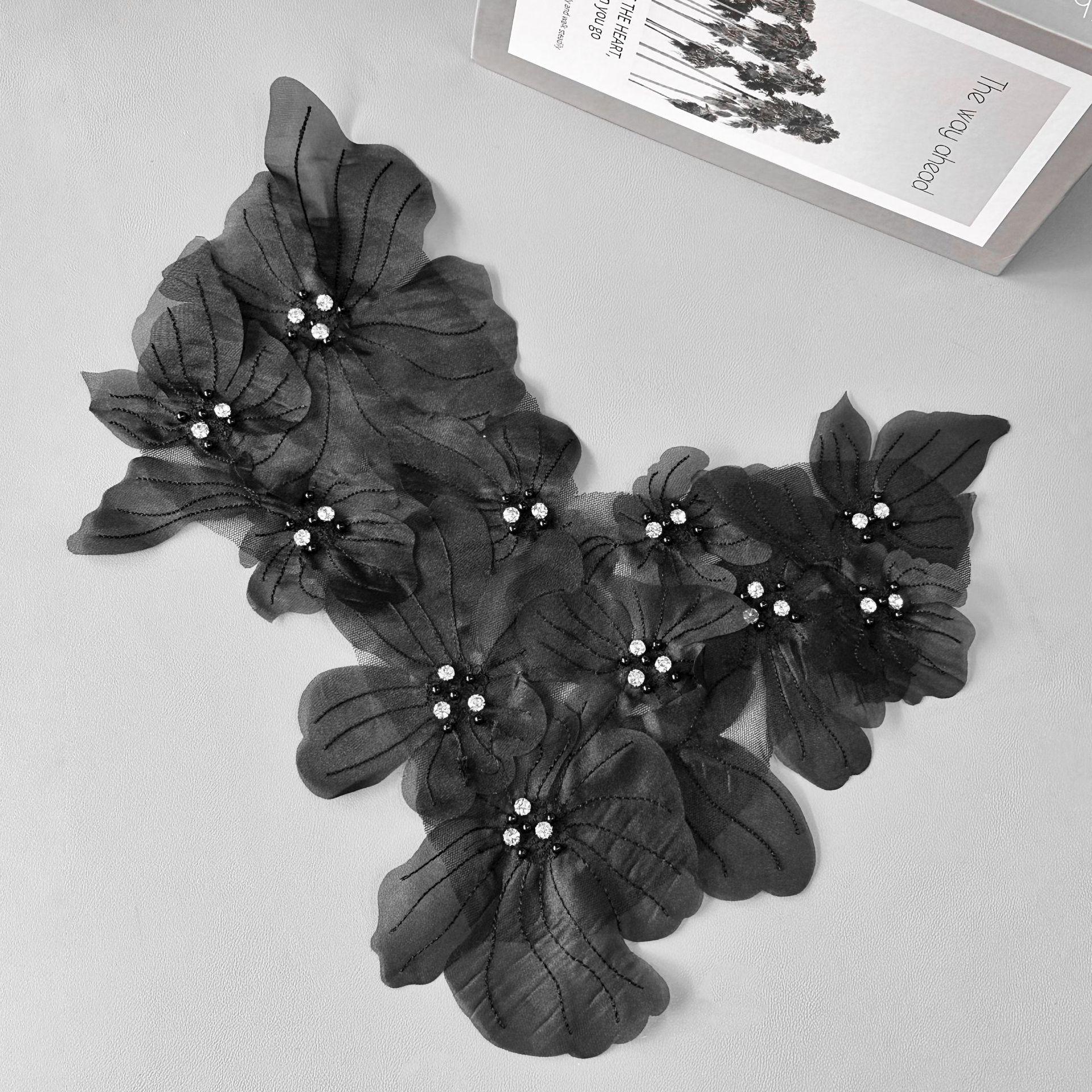 

Handmade Embroidery Bead Sticker Decorative Flower Piece Front Piece Collar Flower One-Piece Skirt Dress Headgear Diy Clothing Cloth Sticker