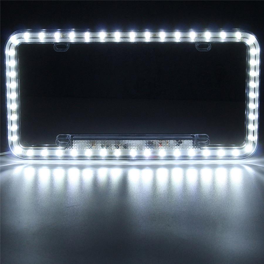 Universal 54 LED 12V Lighting Acrylic Plastic License Plate Cover Frame Kit