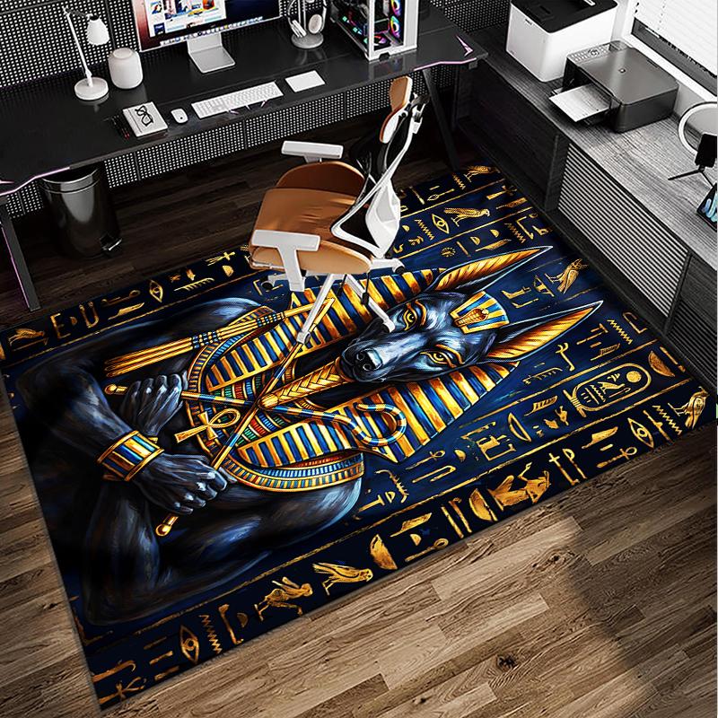 Ancient Egyptian Pharaoh Office Rug Chair Mat, Game Carpet, Suitable for Front Door, Bedroom, Living Room, Desk, Holiday Gift