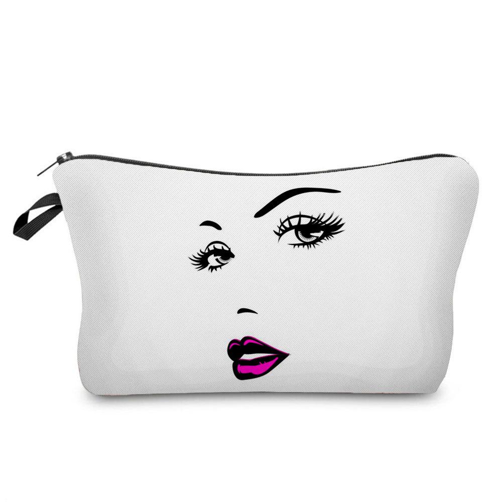 Women Face Print Cosmetic Bag Toiletries Organize Travel Storage Case  6760