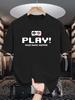 Game Controller Play Text Graphic Unisexs Crew Neck T Shirt Classic Gaming Quote Print Short Sleeve Casual Cotton Daily Summer Tops