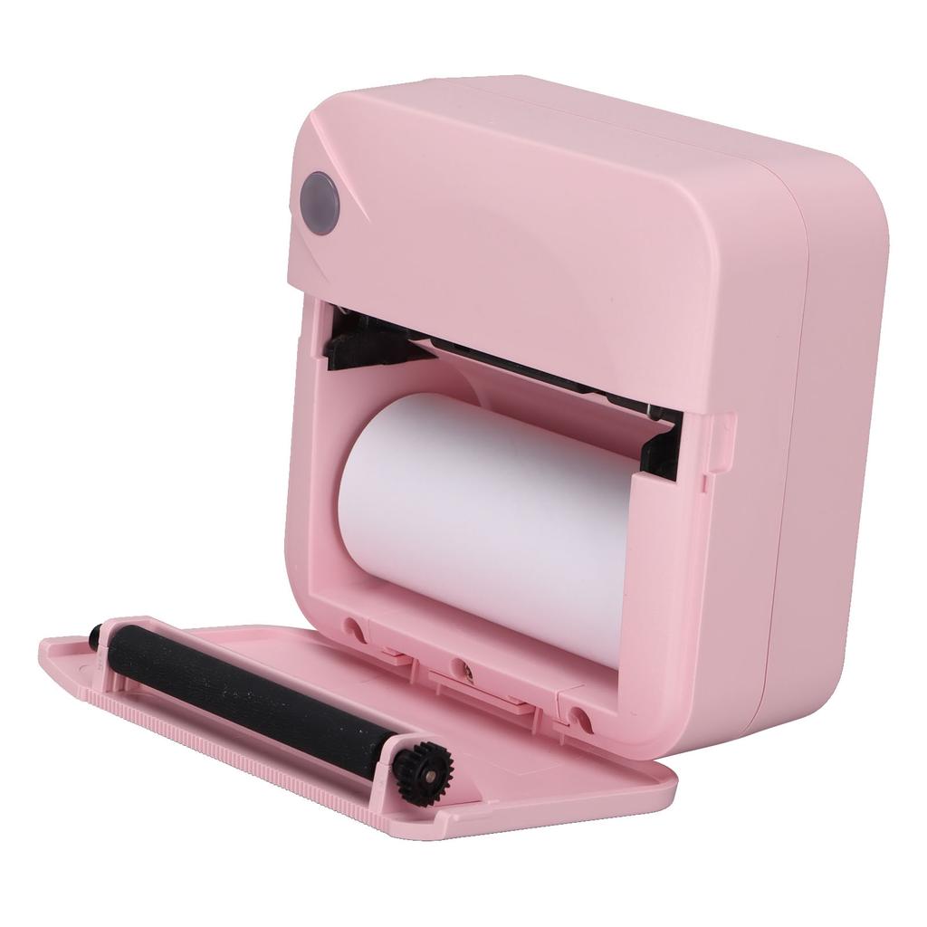 Mini Printer 200DPI Thermal Paper Ergonomic Design Rechargeable Battery Safe Stable Portable Printer for Home OfficePink
