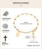 Stainless Steel Virgin Mary Rosary Bead Bracelet For Women, Charms Cross Dangle Adjustable Link, Religious Jewelry Gift