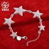 Fine Cute 925 Sterling Silver Hollow Out Star Bracelet Fashion Design Jewelry Accessories Women Anniversary Birthday Party Gift