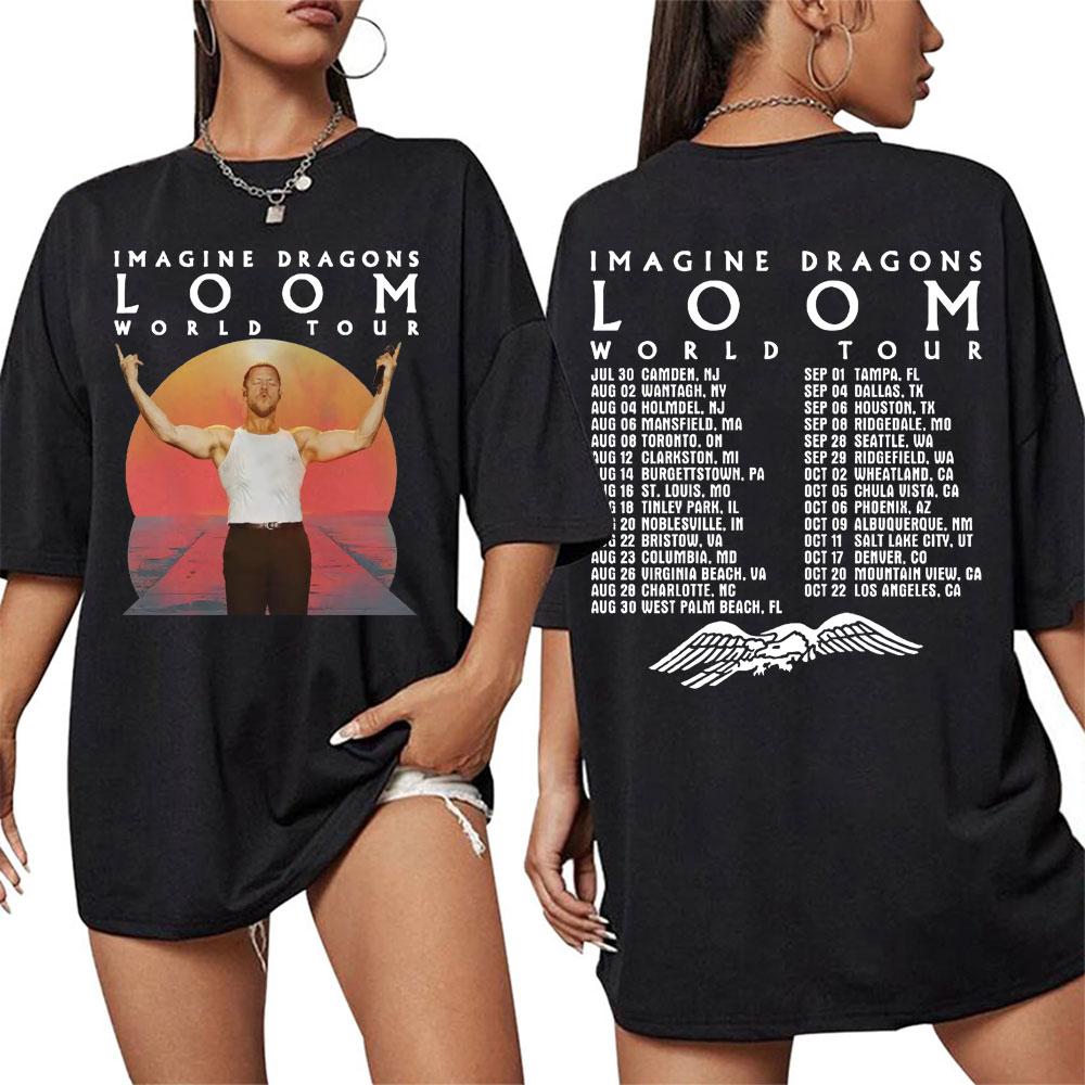 202526 Hot Sale Imagine Dragons Loom World Tour Cover TShirt Mens Womens Leisure Hip Hop Pop Street Cotton TShirt Top